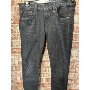 RAG & BONE Dre Boyfriend Cropped Capri with Raw Released Hem In Concrete 28